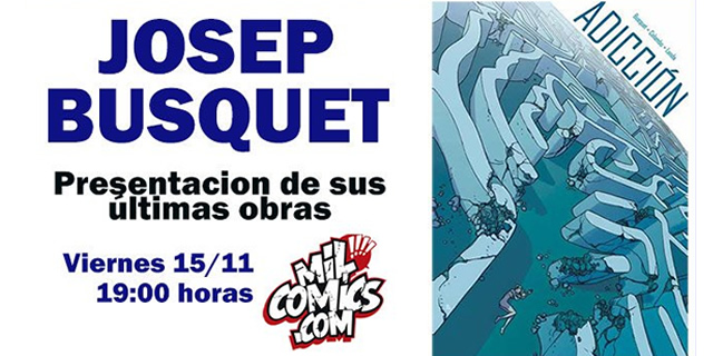 Josep Busquet en librería MilCómics de Zaragoza